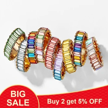 

Sterling Silver 925 thin gold ring line micro pave cz eternity 4 colors stack 925 silver rainbow cz women ring