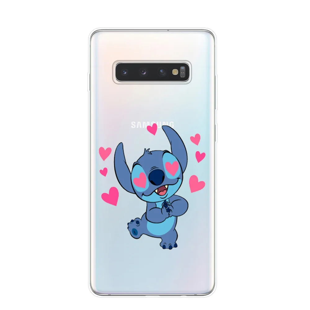 Милые чехлы для телефонов Disneys Stitch для samsung S10 S9 S8 Plus S10e 5G S6 S7 Edge S10Lite, Прозрачная силиконовая Мягкая задняя крышка