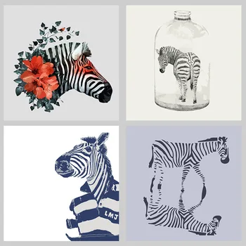 

Nordic Minimalist Zebra In Bottle Wall Pictures for Living Room Canvas Art Cuadros Decoracion Salon Painting Drawing Poster