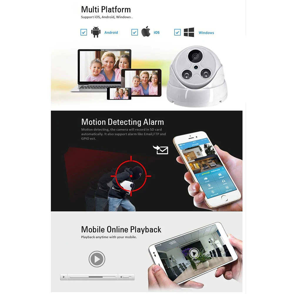 1080P Wifi IP купольная камера для внутренней безопасности Беспроводная CCTV 720P камера наблюдения ночного видения Yoosee приложение SD карта петля записи