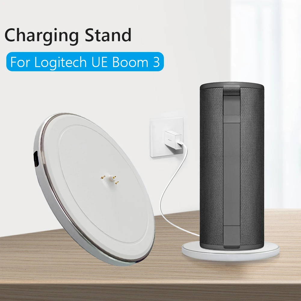 Bluetooth-compatible Wireless Charging Dock Station Cradle Speaker Stand Pad for Logitech Ultimate Ears Boom 3/UE Megaboom 3