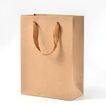 

10Pcs Kraft Paper Pouches Gift Shopping Bags Nylon Threads BurlyWood 20x15x6cm