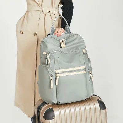 

women brief large capacity grey oxford backpack for lady travel office commute daypack high quality knapsack
