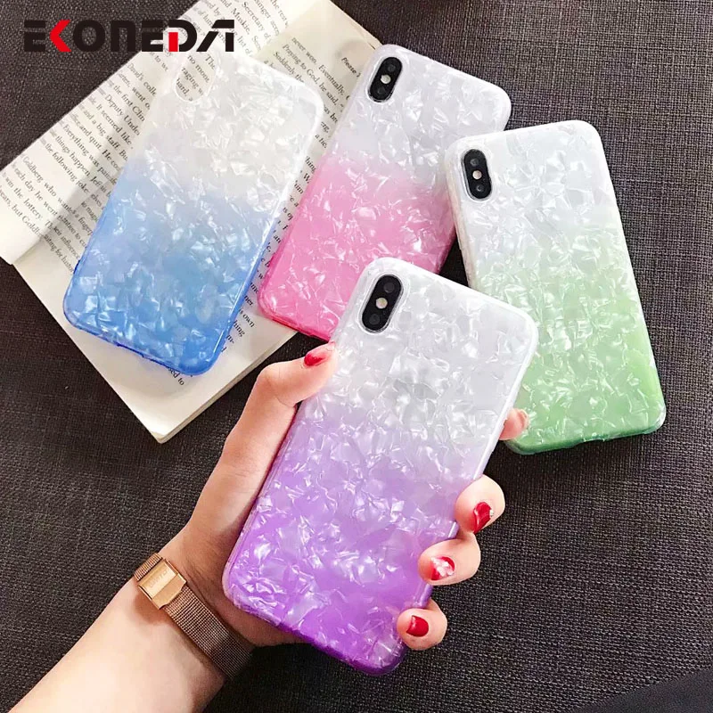 

EKONEDA Conch Shell Gradient Case For iPhone XR Case Silicone Soft Colors Cover For iPhone X Case For iPhone XS Max 6S 7 8 Plus
