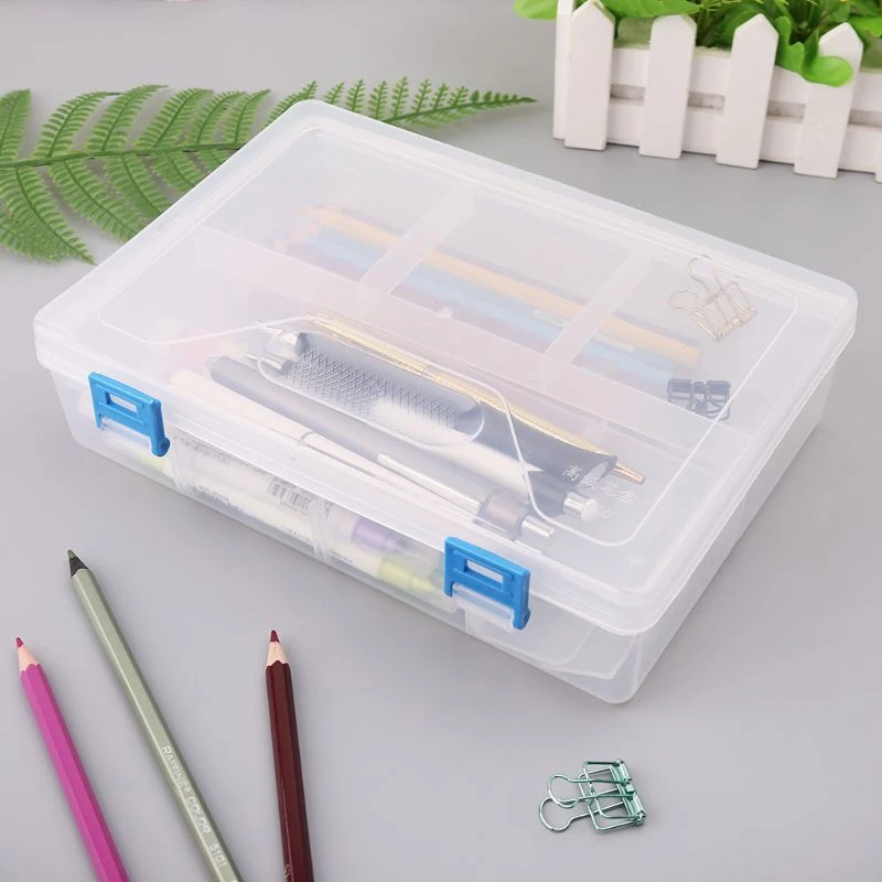 2層ペンシルケース透明プラスチックペン収納ボックス文房具学校事務用品キッズギフト Pencil Cases Aliexpress