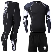 Men's Clothing Leggings Kit Long Sleeve Top + Compression Men's T-shirt Suitable for Fitness Men's Sportswear Thermal Underwear