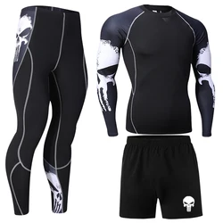 Men's Clothing Leggings Kit Long Sleeve Top + Compression Men's T-shirt Suitable for Fitness Men's Sportswear Thermal Underwear