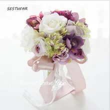 Новые Романтические букеты невесты свадебные цветы Искусственные белые свадебные цветы цвета шампанского SPH083
