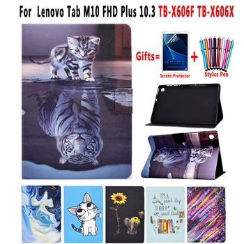

Cartoon Soft Shockproof Case for Lenovo Tab M10 FHD Plus 10.3 TB-X606F TB-X606X Slim Painted Flip Pu Leather Cover Funda Capa