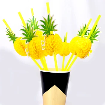 

Disposable 10Pcs 3D Tropical Fruit Pineapple Straw Beach Party Cocktail Drinking Sucker Party Supplies Creative Drinking Straws