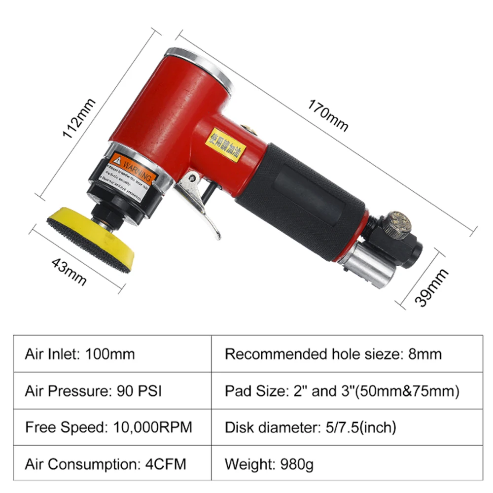 Mini Orbital Sander Air Dual Action Sander Air Polisher Super Smooth Swirl Straight Heart Pneumatic Polishing Sander