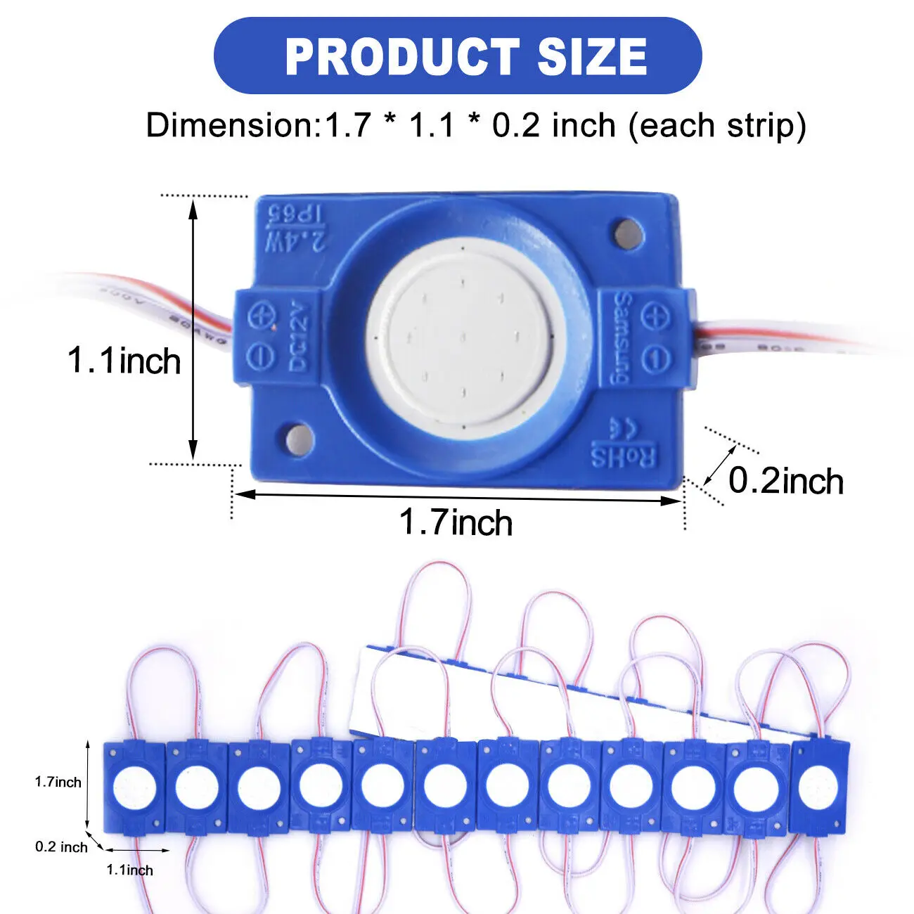20pcs Led Module 12V COB Light Advertisement Design Sign Backlight Shop Banner Waterproof IP65 White Red Green Blue Yellow Pink
