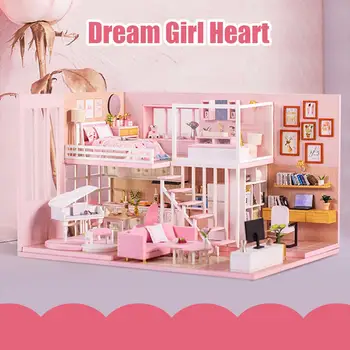 

Doll House Furniture Diy Miniature 3D DIY Wooden Miniaturas Dollhouse Toys for Children Birthday Gifts Dream House