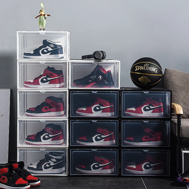 1 confezione AJ Sneakers Box scatola per scarpe in plastica temprata  scatola portaoggetti impilabile per armadietto