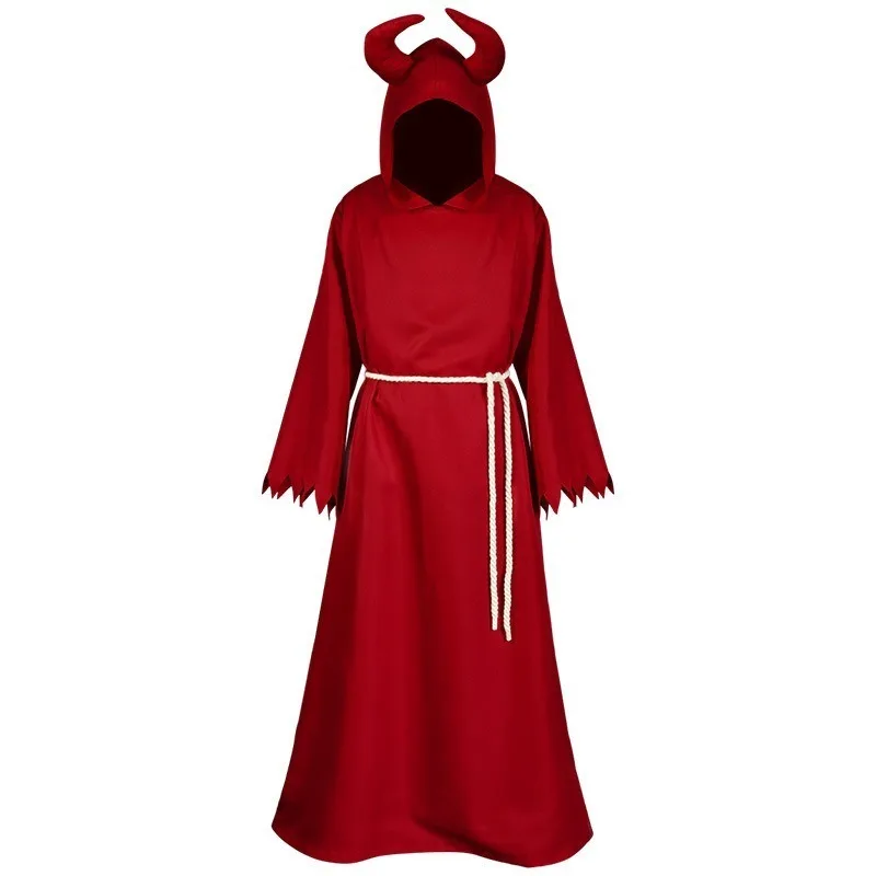 Medieval Men Women Adult Devil Grim Reaper Death Costume Halloween Cosplay Gothic Hood Robe Dress Horror Satan Outfit Carnival