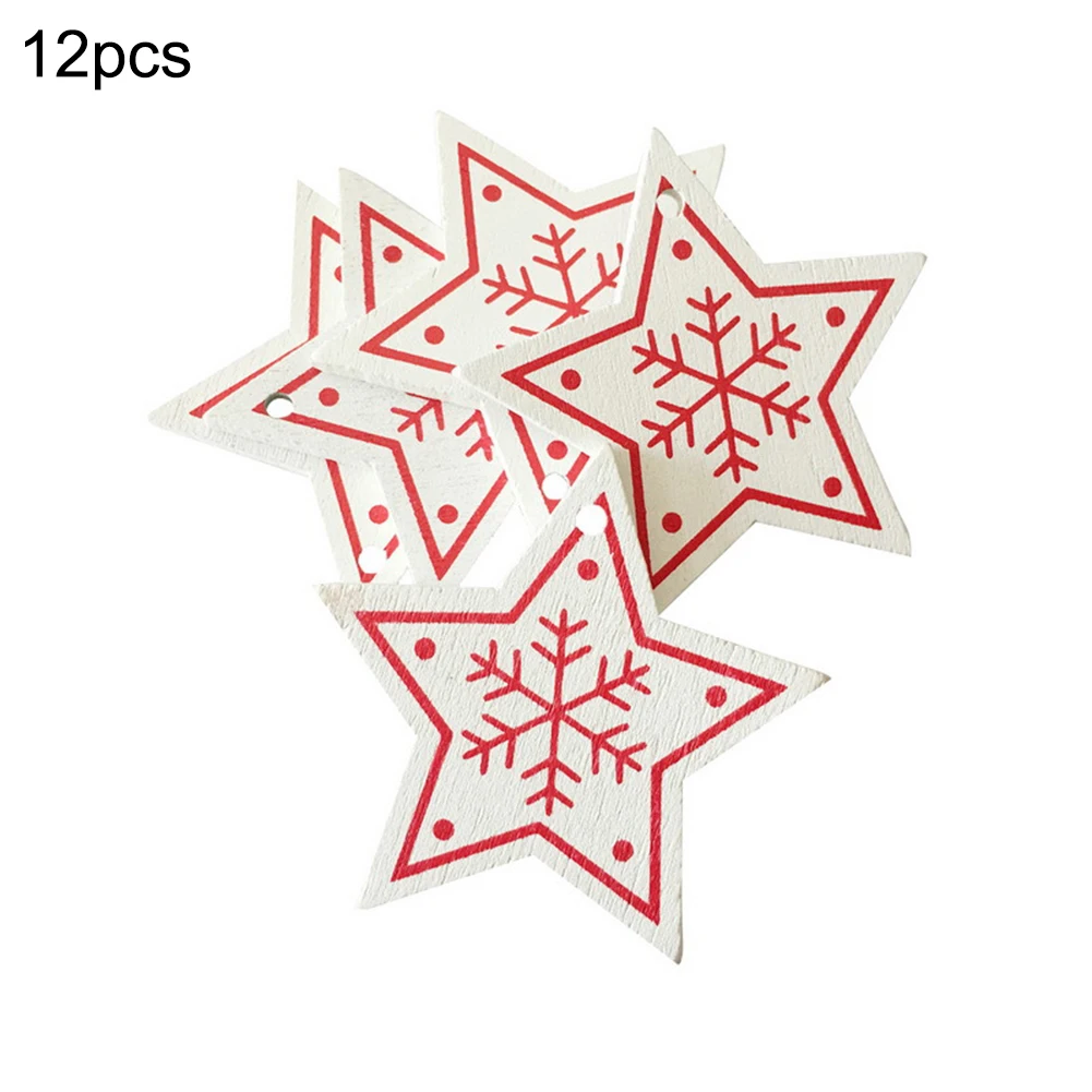 A12 12pcs/pack Christmas Tree Pendants Wooden Toys Hanging Ornaments Xmas Decor for New Year Home Party Wedding - Цвет: A12