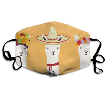

Llama Summer Party Washable Reusable Mask, Cotton Anti Dust Half Face Mouth Mask For Kids Teens Men Women With Adjustable Ear
