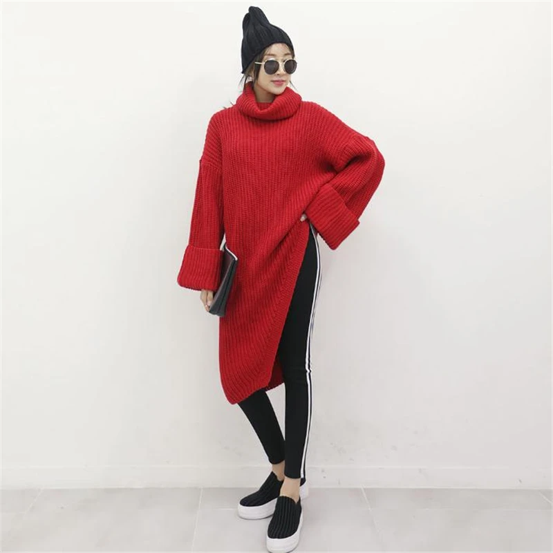 

Winter Clothes Women Oversize Sweater Women 2019 Fashion Korean Style Irregular Thick Loose Knitted Pullover red pull femme