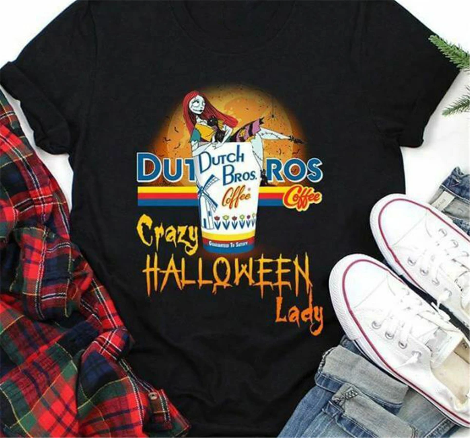 Duch Bros coffee Sally Crazy Хэллоуин леди забавная классическая черная футболка свободный
