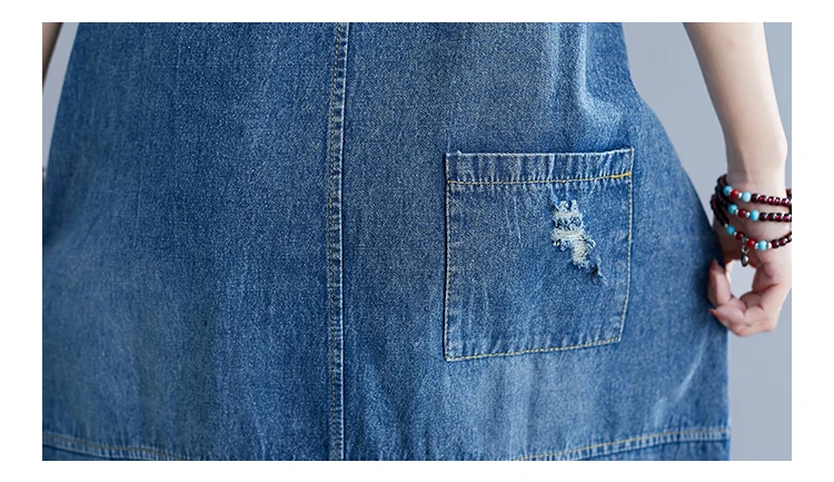 0406 Overalls Suspender Denim Dress Women Loose Plus Size Backless Spaghetti Strap Jeans Dress Female Vestidos Casual Summer