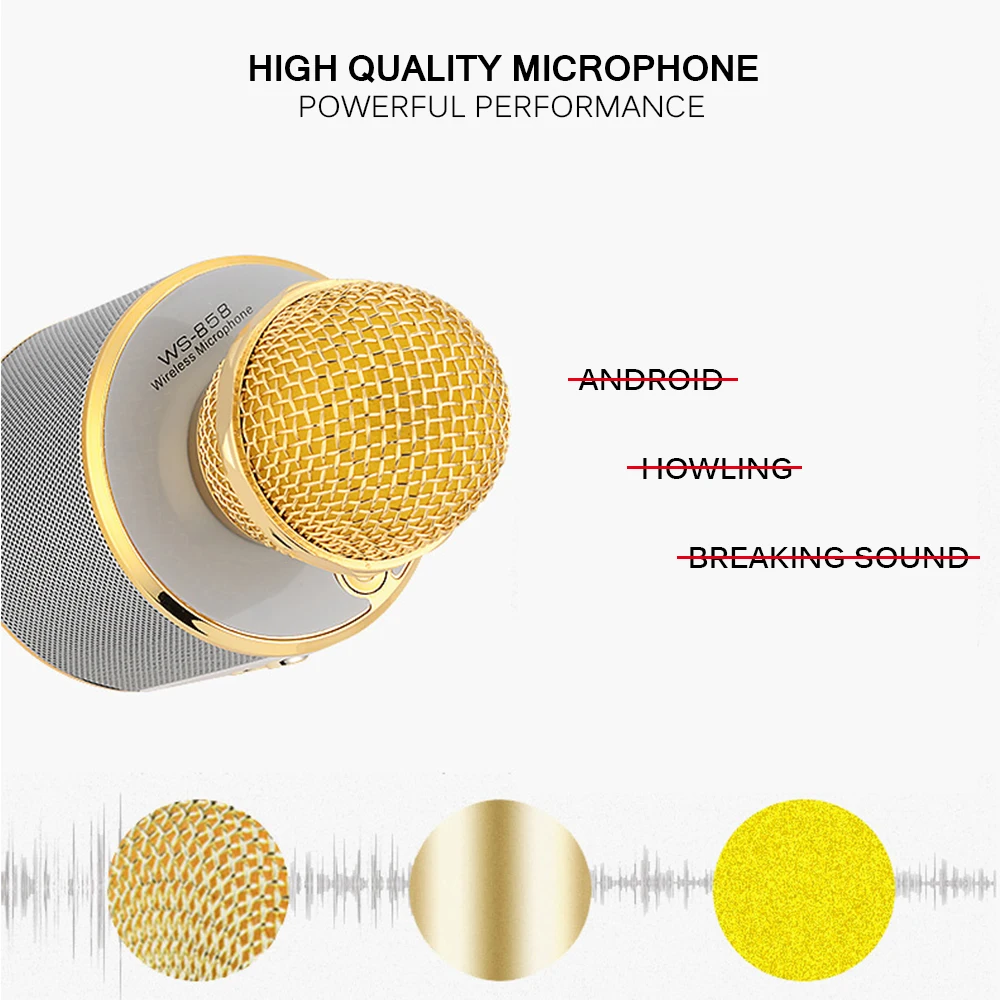 Микрофоны, Bluetooth микрофон, Беспроводная музыкальная шкатулка, светодиодный светильник для дома, KTV, для улицы, вечерние, для воспроизведения музыки, пение, светильник, вес