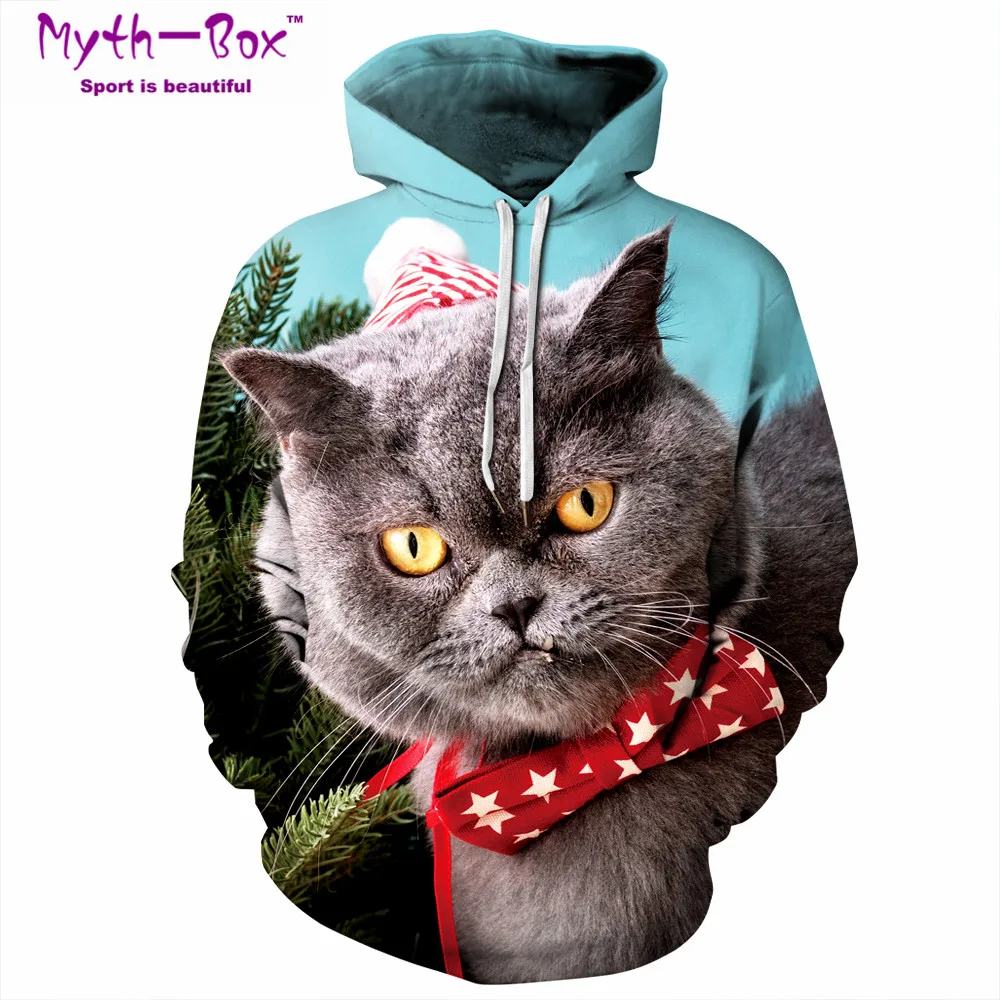 

Women/Men Hooded Sweatshirts Sport Hoodies Women Cat 3D Print Running Sweater Loose Gym Fitness Sportwear Christmas Pullover Top