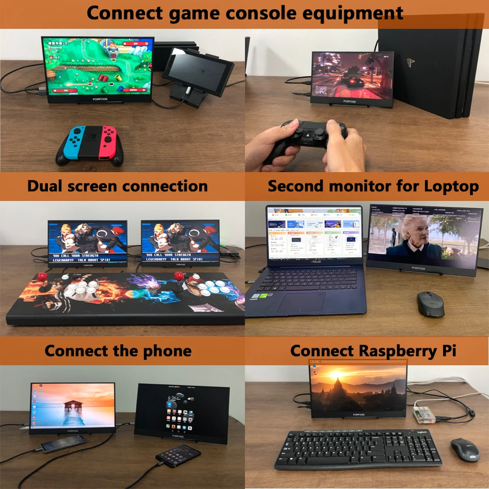 PORPOISE thin portable lcd hd monitor 17.3 usb type c hdmi