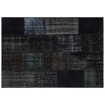 

Handmade Black Vintage Overdyed Patchwork Area Rug 160x230 Cm-5'3''X7'7''