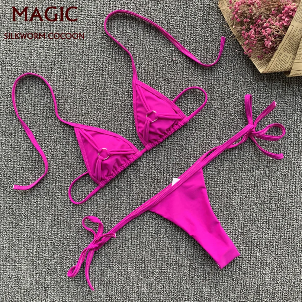 

Separate Swimsuit bikini set Women Sexy Two Piece Swimwear Lace Up Solid Color Split Beachwear Bathing Suit swimsuit for girls