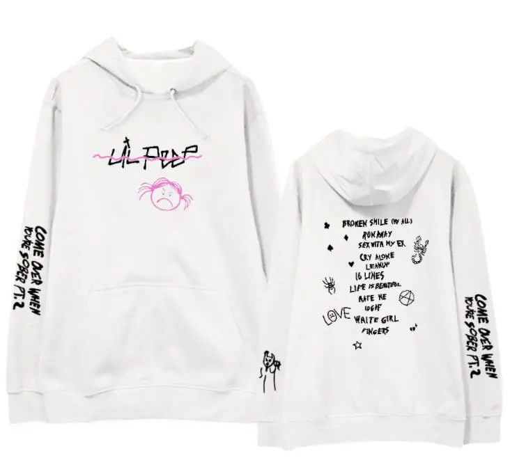 Модный пуловер с принтом lil peep подходит, когда вы трезвы, толстовки унисекс, флисовая/тонкая свободная толстовка, 4 цвета - Цвет: fleece