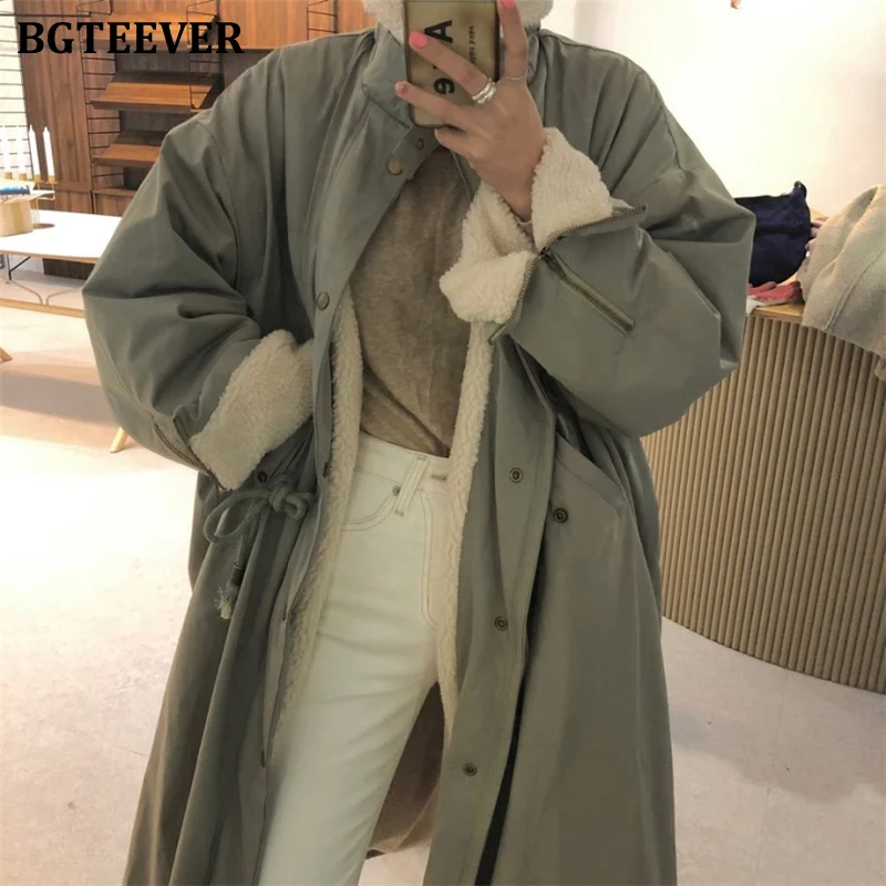 BGTEEVER повседневное плотное свободное Женское Пальто однобортное женское длинное