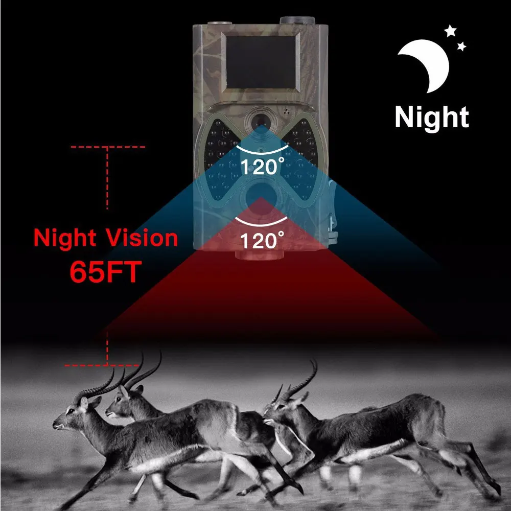  IR Hunting Camera Portable Multifunctional 1080p HD 5MP Infrared Camping Animal Take Photo Trail Ca