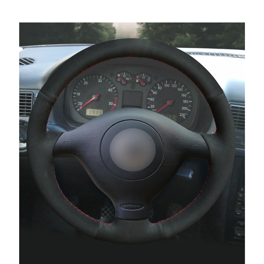Чехол на руль Mewant из черной замши для Seat Leon MK1 (1M) 1998 2005 Skoda Fabia RS 2003 1 (6Y) 2004 2005|Чехлы