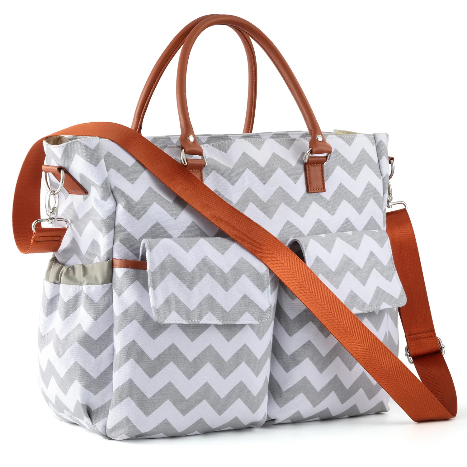 Многофункциональная сумка для подгузников большого объема с волнистым узором, сумка для мамы, водонепроницаемые холщовые сумки, настраиваемые, с логотипом