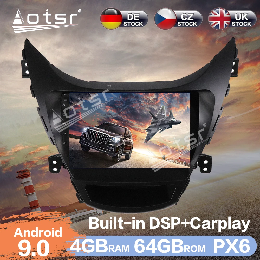 Aotsr Android 9 0 4 + 64G &quotАвтомобильный Радио плеер для Hyundai Elantra 2010 2013 GPS навигация DSP авто