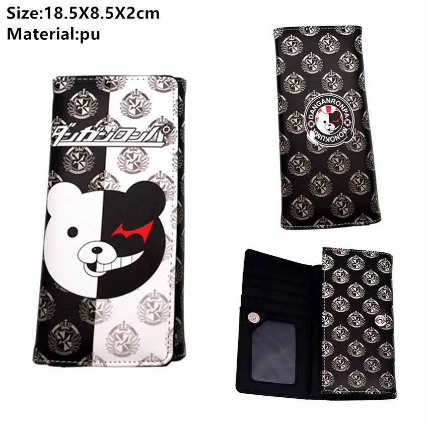 Аниме Danganronpa PU кошелек monokuma кожа Кнопка держатели карт слои кошелек для мальчиков и девочек студентов монета Косплей moneybag милый - Цвет: A
