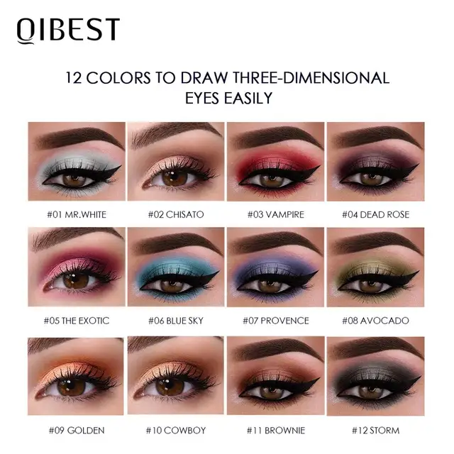 QIBEST New Colored Eyeshadow Pencil Glitter Makeup Cosmeitcs Eye Liner Pen Colored Makeup Pencil Matte Eyeliner