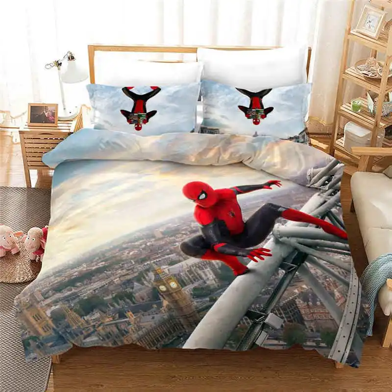 Spider-Man Beddin 9 Комплект постельного белья с 3D принтом «Человек-паук», покрывало королевского размера стеганые наволочки, пододеяльник для мальчиков, декор для спальни, королевское покрывало, детское летнее - Цвет: Spider-Man Beddin 9