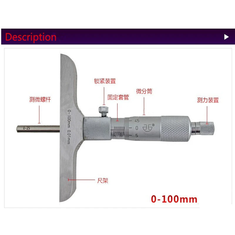 Depth Micrometer Gauge Set – 0–25mm, 50mm, 100mm, 150mm & 200mm Precision Depth Measurement Tool with Interchangeable Rods 5