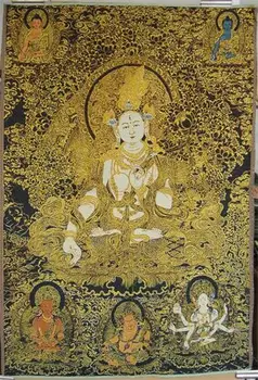 

Collect Nepalese Thangka figure embroidery silk Buddha Guanyin Thangka gold embroidery