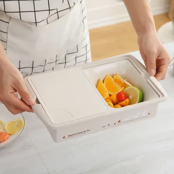

Kitchen Chopping Board with Storage Drain Tray Plastic Cutting Board Chopping Blocks for Fruit Vegetable Kitchen Tool