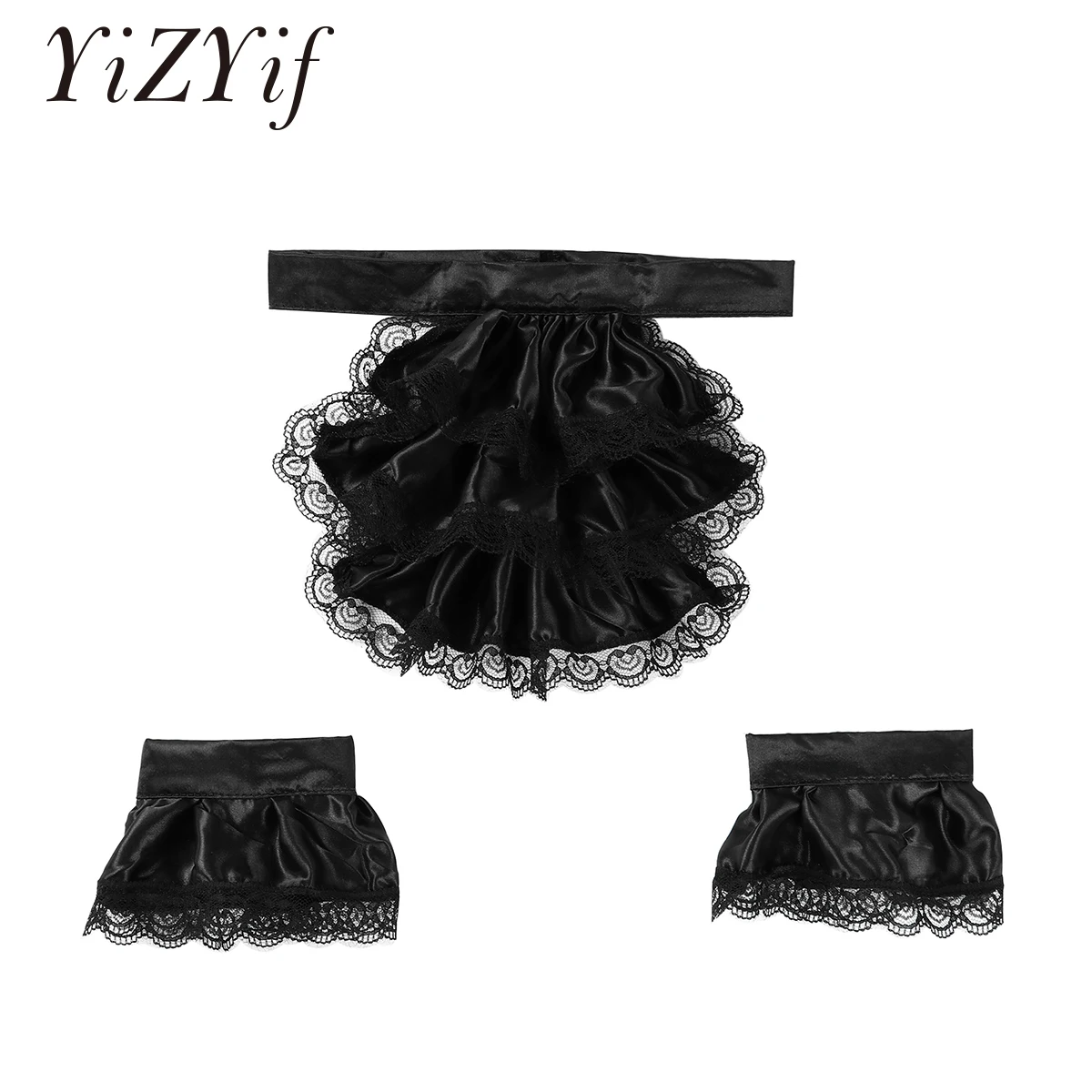 여성 스위트 레이어 레이스 프릴 스탠드 가짜 가짜 칼라 버튼 다운 하프 셔츠, 키즈 성인 빅토리아 레이스 Jabot 및 커프스