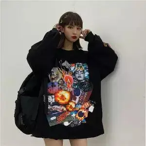 3 Японский Харадзюку аниме Kawaii футболка корейский Готический мультфильм женские топы с длинными рукавами оверсайз Хип Хоп Футболка уличная Мужская - Цвет: 3