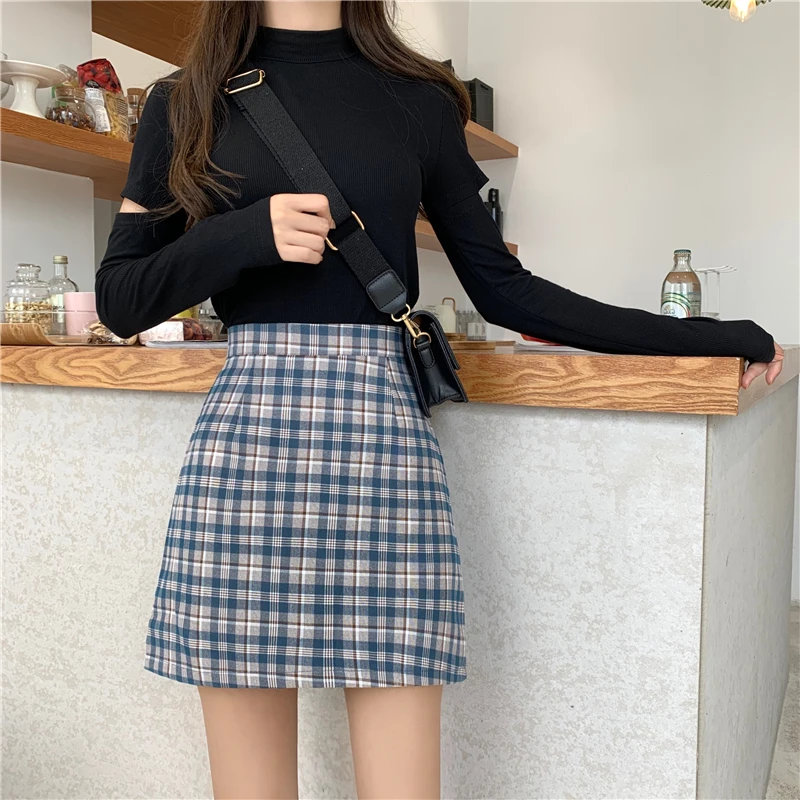 Повседневная Ins клетчатая юбка с высокой талией женский корейский кавайный милый женские юбки японский Harajuku одежда ulzzang для женщин