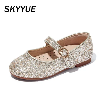 

Spring New Kids Princess Shoes Children Glitter Flats Baby Girls Brand Shoes Party White Shoes Sequin Dance Shoes Mary Jane 2020