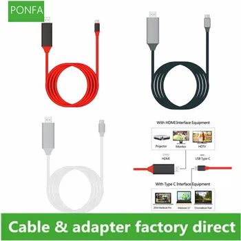 

USB 3.1 to HDMI 4K Adapter Cable 2M Type C to HDMI Cable for MacBook Samsung Galaxy S9/S8/Note 9 Huawei USB-C HDMI