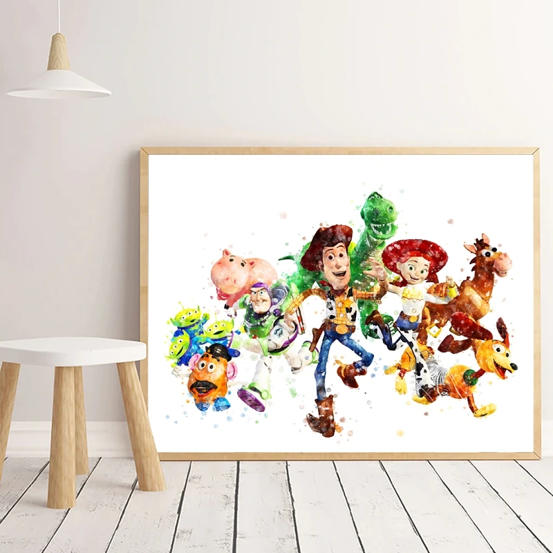 Woody Jessie Buzz Lightyear Watercolor Painting Prints Nursery Decor