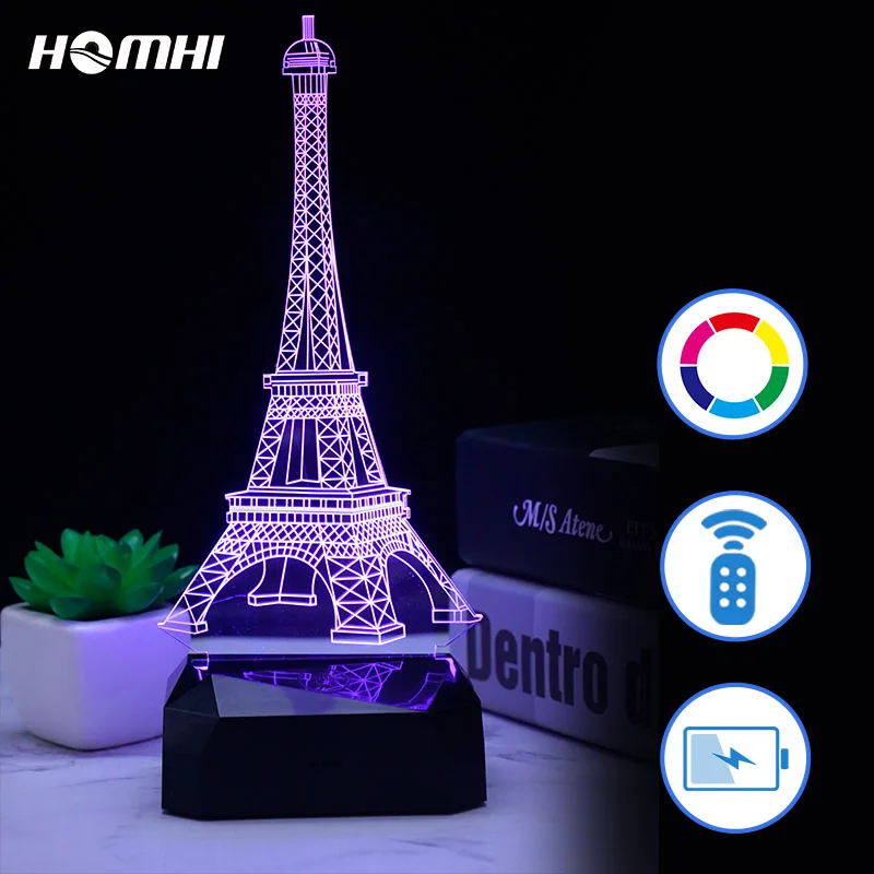 eiffel tower luna 3d lamp kids veilleuse enfant led sensor light paris france touch lampara de mesa iluminarias decorativa gift