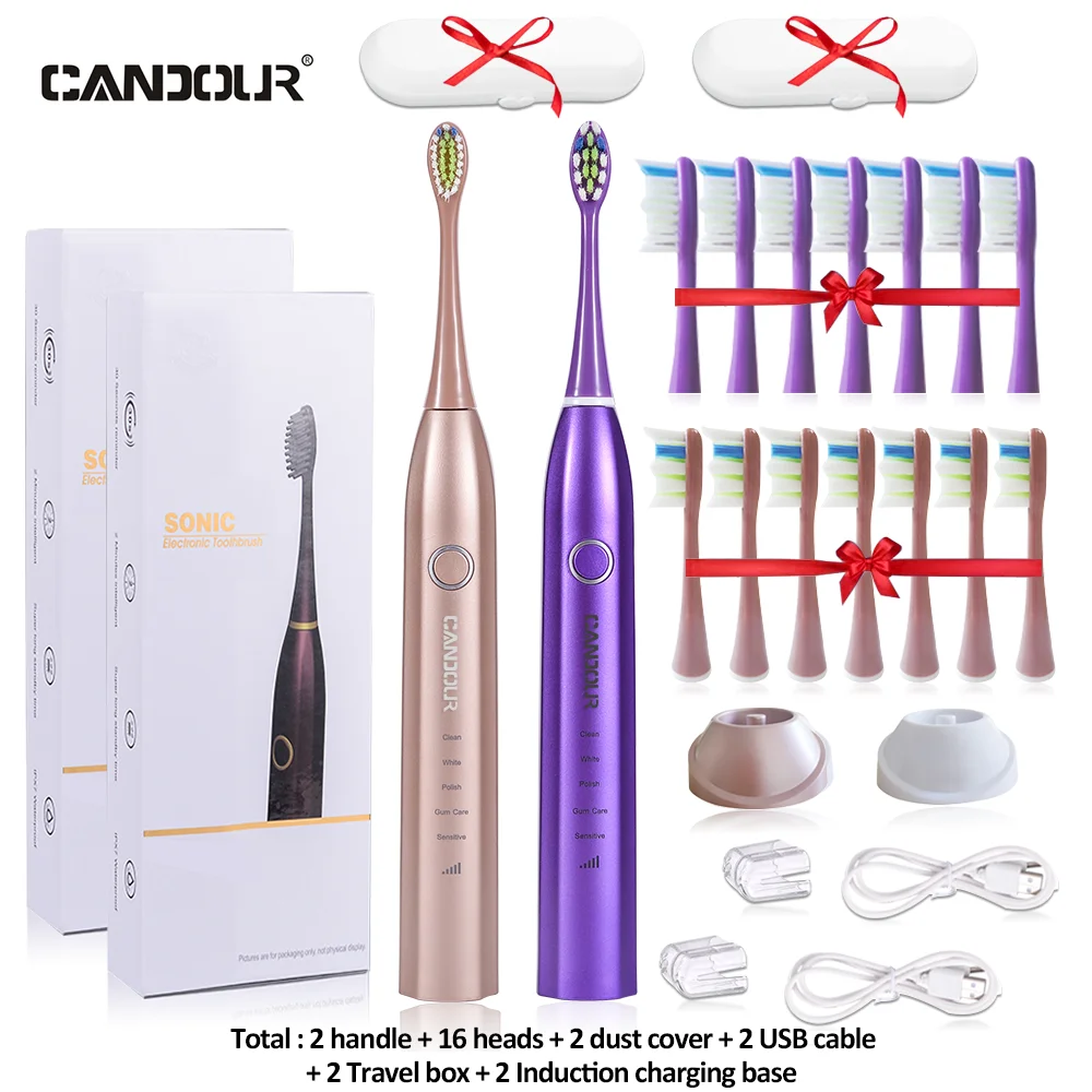 CANDOUR Sonic Electric Toothbrush Tooth brush USB Rechargeable adult Waterproof Ultrasonic automatic 5 Mode with Travel case CANDOUR Sonic Electric Toothbrush Tooth brush USB Rechargeable adult Waterproof Ultrasonic automatic 5 Mode with Travel case