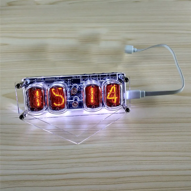 

IN-12 Glow Tube Clock 4-bit IN12 Glow Tube Clock Seven-color RGB LED DS3231 Nixie Clock IN-12B